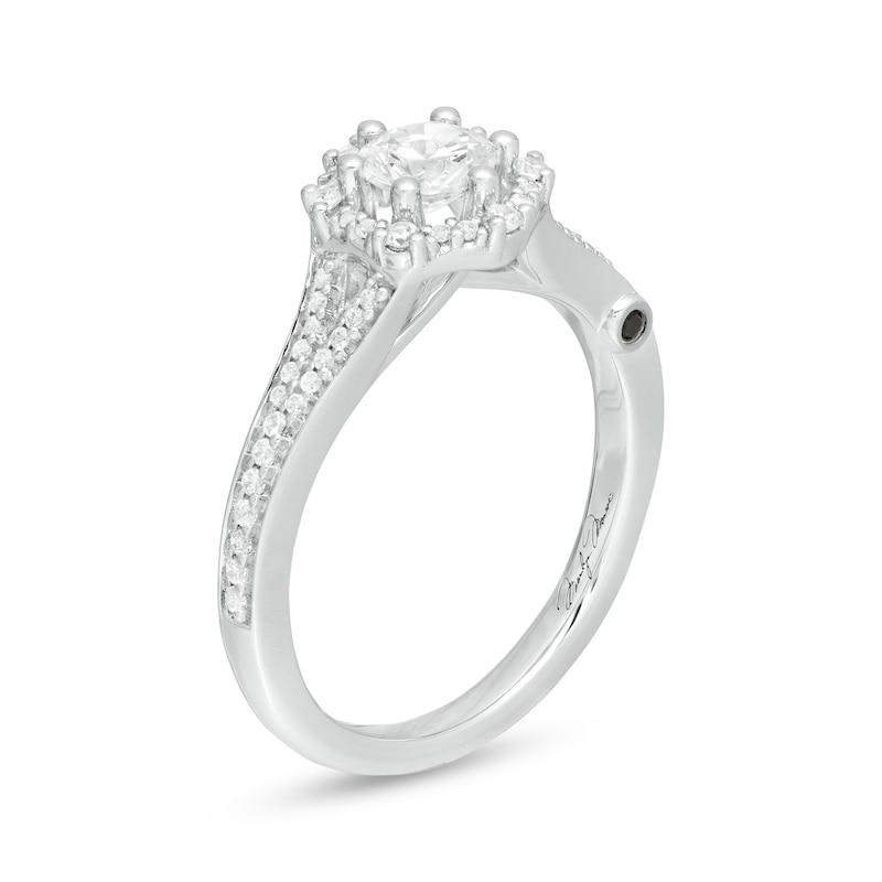 Main Image 2 of Marilyn Monroe™ Collection 3/4 CT. T.W. Diamond Hexagonal Frame Art Deco Engagement Ring in 14K White Gold