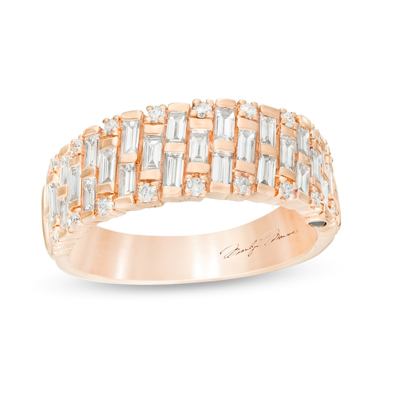 Marilyn Monroe™ Collection 1 CT. T.W. Baguette and Round Diamond Band in 14K Rose Gold