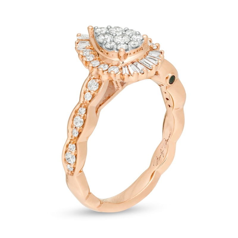 Main Image 2 of Marilyn Monroe™ Collection 5/8 CT. T.W. Composite Pear-Shaped Diamond Scallop Shank in 14K Rose Gold