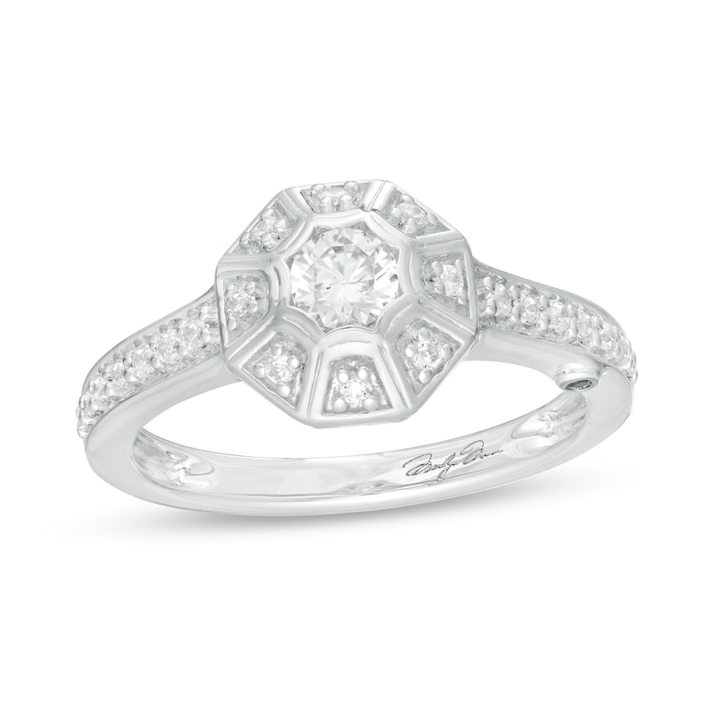 Main Image 1 of Marilyn Monroe™ Collection 1/2 CT. T.W. Diamond Octagonal Frame Art Deco Engagement Ring in 14K White Gold