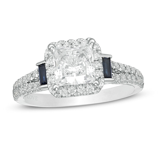 Vera Wang Love Collection 1-1/2 CT. T.w. Certified Princess-Cut Diamond Frame Engagement Ring in 14K White Gold (I/Si2)