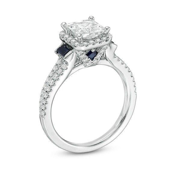 Vera Wang Love Collection 1-1/2 CT. T.w. Certified Princess-Cut Diamond Frame Engagement Ring in 14K White Gold (I/Si2)