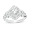 Thumbnail Image 1 of Marilyn Monroe™ Collection 1 CT. T.W. Princess-Cut Diamond Frame Vintage-Style Engagement Ring in 14K White Gold