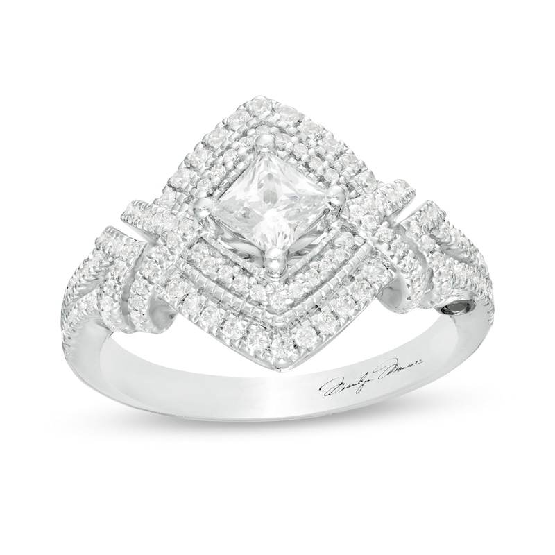 Marilyn Monroe™ Collection 1 CT. T.W. Princess-Cut Diamond Frame Vintage-Style Engagement Ring in 14K White Gold