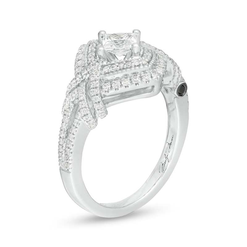 Main Image 2 of Marilyn Monroe™ Collection 1 CT. T.W. Princess-Cut Diamond Frame Vintage-Style Engagement Ring in 14K White Gold