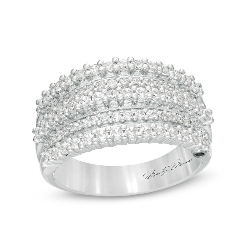 Main Image 1 of Marilyn Monroe™ Collection 1 CT. T.W. Diamond Multi-Row Anniversary Ring in 14K White Gold