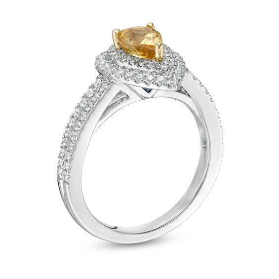 Vera Wang Love Collection Certified Pear-Shaped Sapphire and 1/2 CT. T.w. Diamond Engagement Ring in 14K White Gold