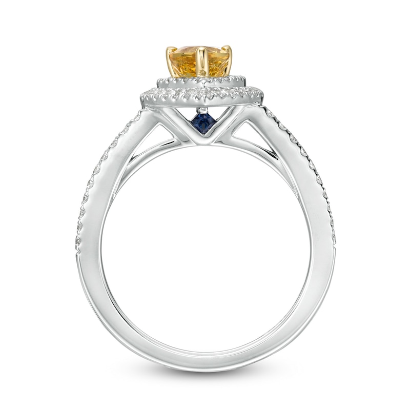 Main Image 4 of Vera Wang Love Collection Certified Pear-Shaped Sapphire and 1/2 CT. T.W. Diamond Engagement Ring in 14K White Gold