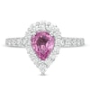 Thumbnail Image 3 of Vera Wang Love Collection Certified Pear-Shaped Pink Sapphire and 1 CT. T.W. Diamond Engagement Ring in 14K White Gold