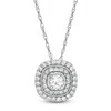 Thumbnail Image 1 of 5.0 mm Lab-Created White Sapphire Double Cushion Frame Pendant in Sterling Silver
