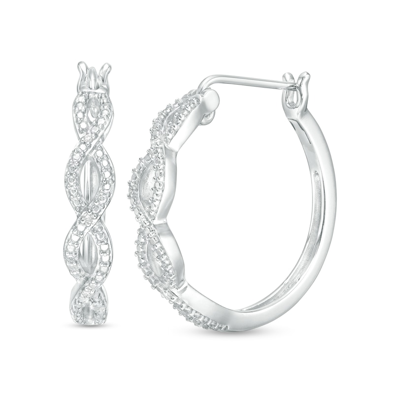 Main Image 1 of Diamond Accent Loose Braid Hoop Earrings in Sterling Silver