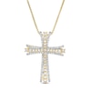 Thumbnail Image 1 of 1 CT. T.W. Diamond Multi-Row Flared Cross Pendant in 10K Gold