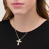 Thumbnail Image 2 of 1 CT. T.W. Diamond Multi-Row Flared Cross Pendant in 10K Gold