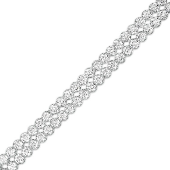 Lab-Created White Sapphire Double Row Bracelet in Sterling Silver - 7.5"