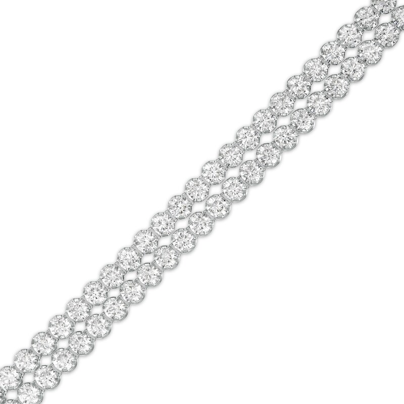 Main Image 1 of Lab-Created White Sapphire Double Row Bracelet in Sterling Silver - 7.5"