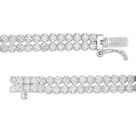 Lab-Created White Sapphire Double Row Bracelet in Sterling Silver - 7.5"