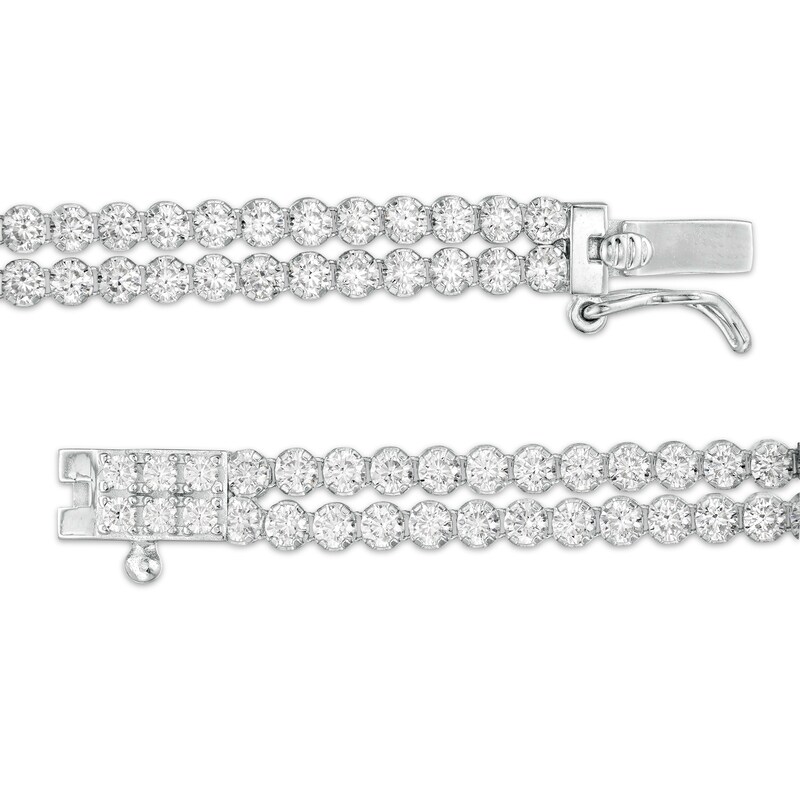 Main Image 3 of Lab-Created White Sapphire Double Row Bracelet in Sterling Silver - 7.5"