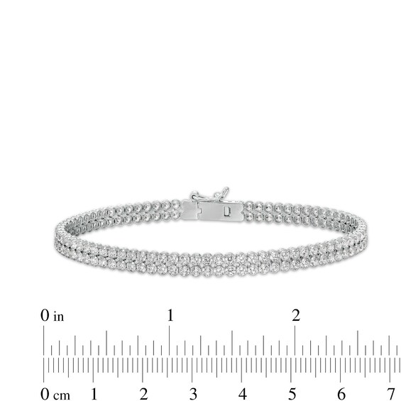 Lab-Created White Sapphire Double Row Bracelet in Sterling Silver - 7.5"