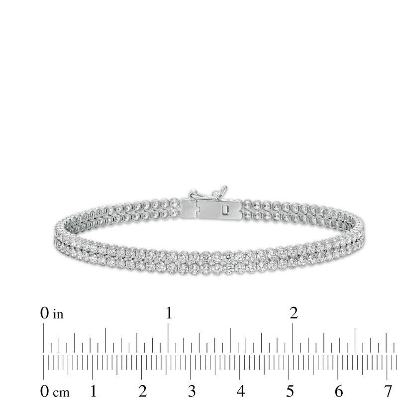 Main Image 4 of Lab-Created White Sapphire Double Row Bracelet in Sterling Silver - 7.5"