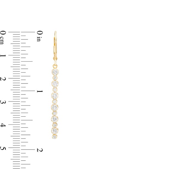 Alternating Lab-Created White Sapphire Linear Drop Earrings in Sterling Silver with 18K Gold Plate