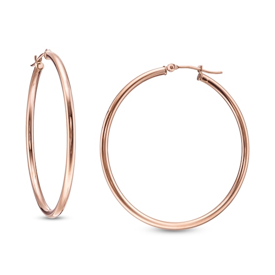 40.0mm Tube Hoop Earrings in 14K Rose Gold