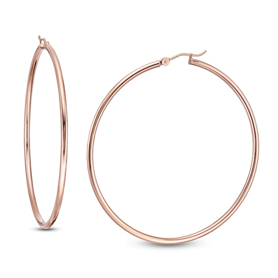 55.0mm Tube Hoop Earrings in 14K Rose Gold
