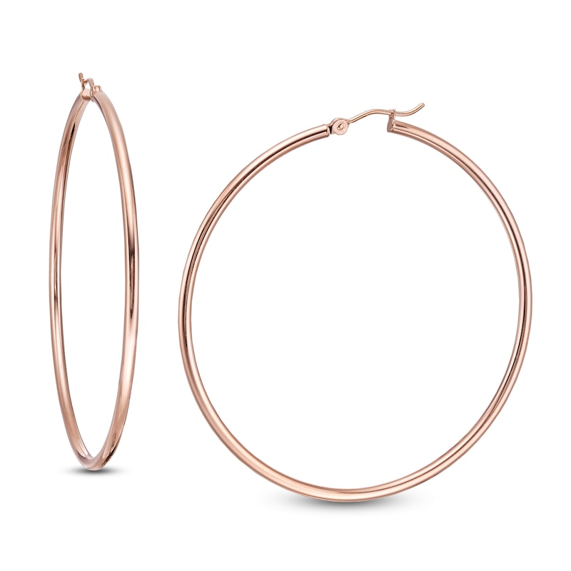 Main Image 1 of 55.0mm Tube Hoop Earrings in 14K Rose Gold