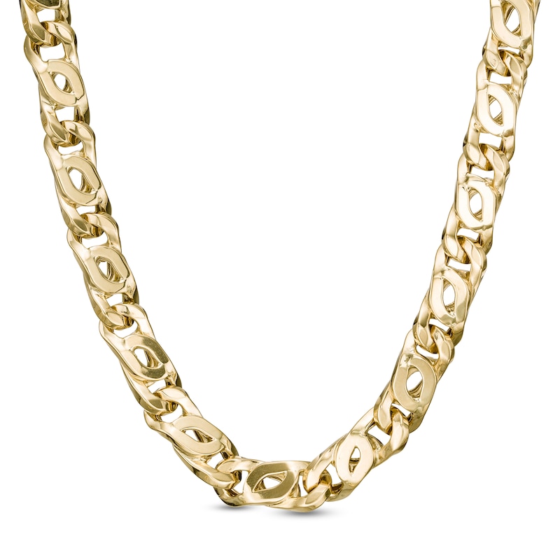 7.0mm Twisted Almond Link Chain Necklace in 14K Gold - 24"