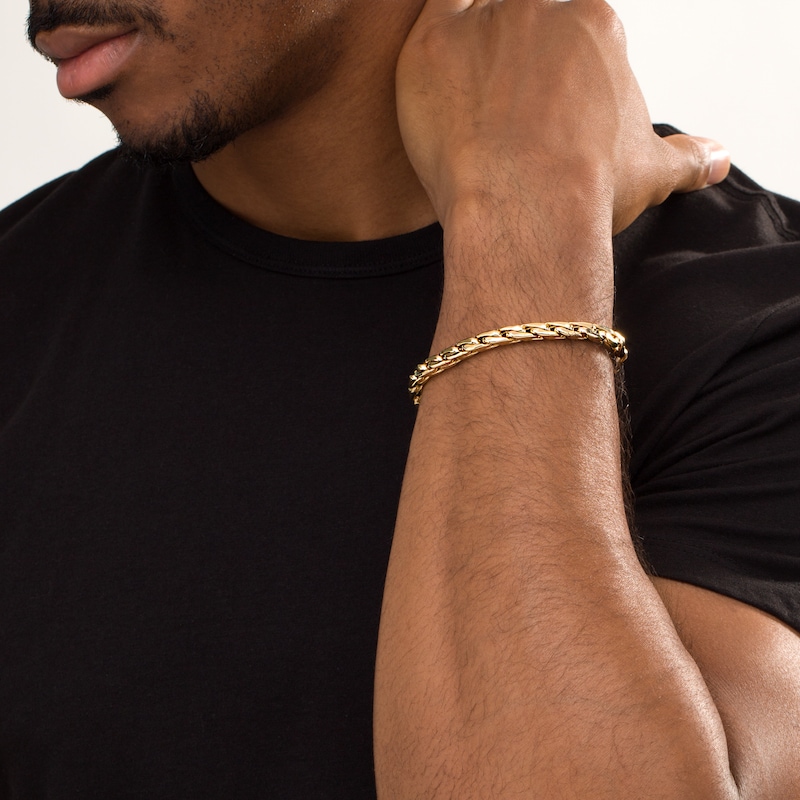 Men's 5.5mm Twisted Square Link Chain Bracelet in 14K Gold - 8.5"