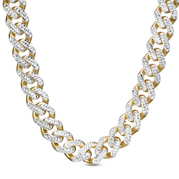 11.3mm Diamond-Cut Curb Chain Necklace in 14K Two-Tone Gold - 24&quot;