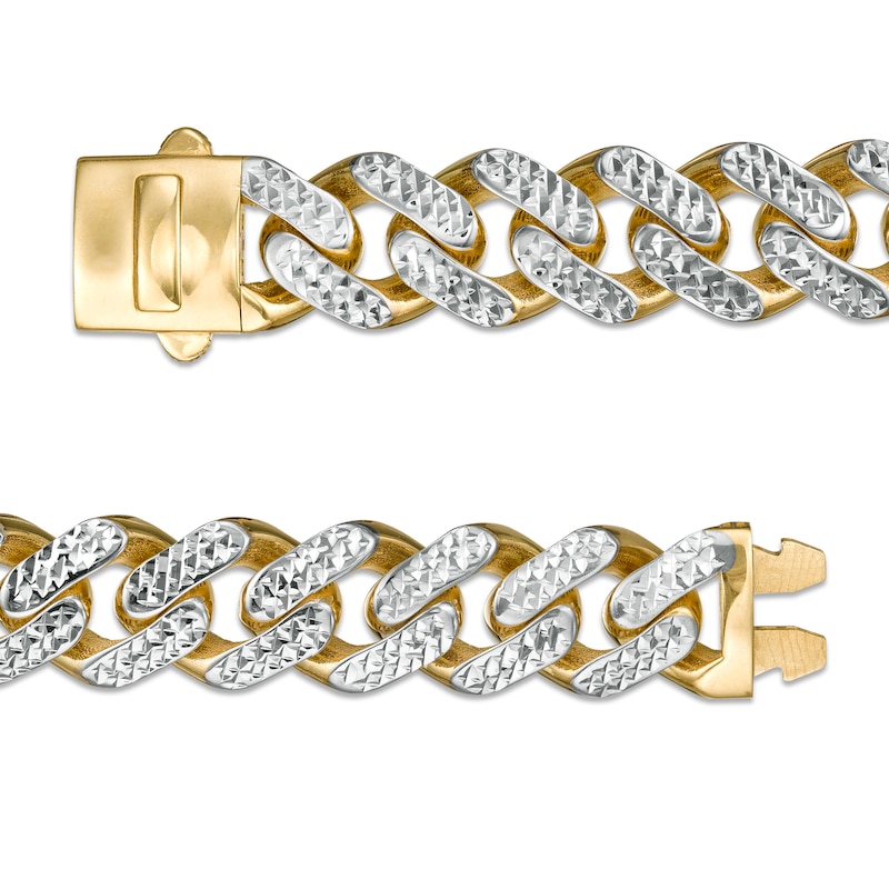 11.3mm Diamond-Cut Curb Chain Necklace in Hollow 14K Two-Tone Gold - 24"