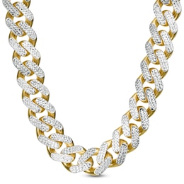13.5mm Diamond-Cut Curb Chain Necklace in 14K Two-Tone Gold - 24&quot;