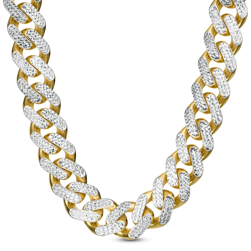 13.5mm Diamond-Cut Curb Chain Necklace in 14K Two-Tone Gold - 24