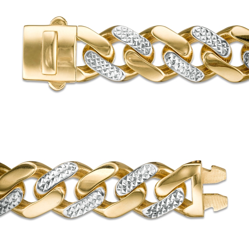 11.3mm Diamond-Cut Alternating Curb Chain Necklace in 14K Two-Tone Gold - 24"