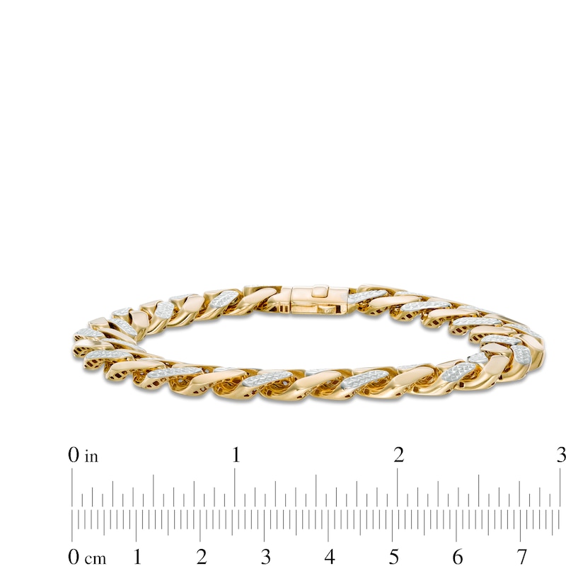 11.3mm Diamond-Cut Alternating Curb Chain Bracelet in 14K Two-Tone Gold - 8.5"