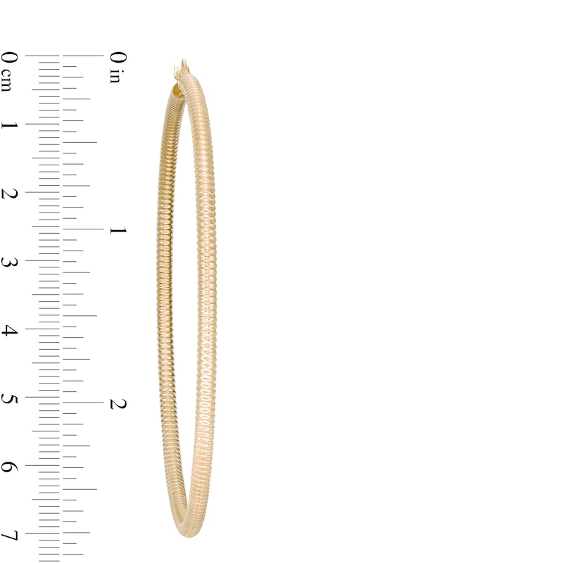Main Image 2 of 78.0mm Textured Tube Hoop Earrings in 14K Gold