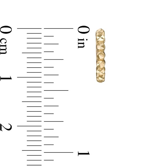 11.0mm Diamond-Cut Circle Pattern Huggie Hoop Earrings in 14K Gold