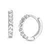 Thumbnail Image 1 of 11.8mm Diamond-Cut Circle Pattern Huggie Hoop Earrings in 14K White Gold
