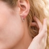 Thumbnail Image 2 of 11.8mm Diamond-Cut Circle Pattern Huggie Hoop Earrings in 14K White Gold