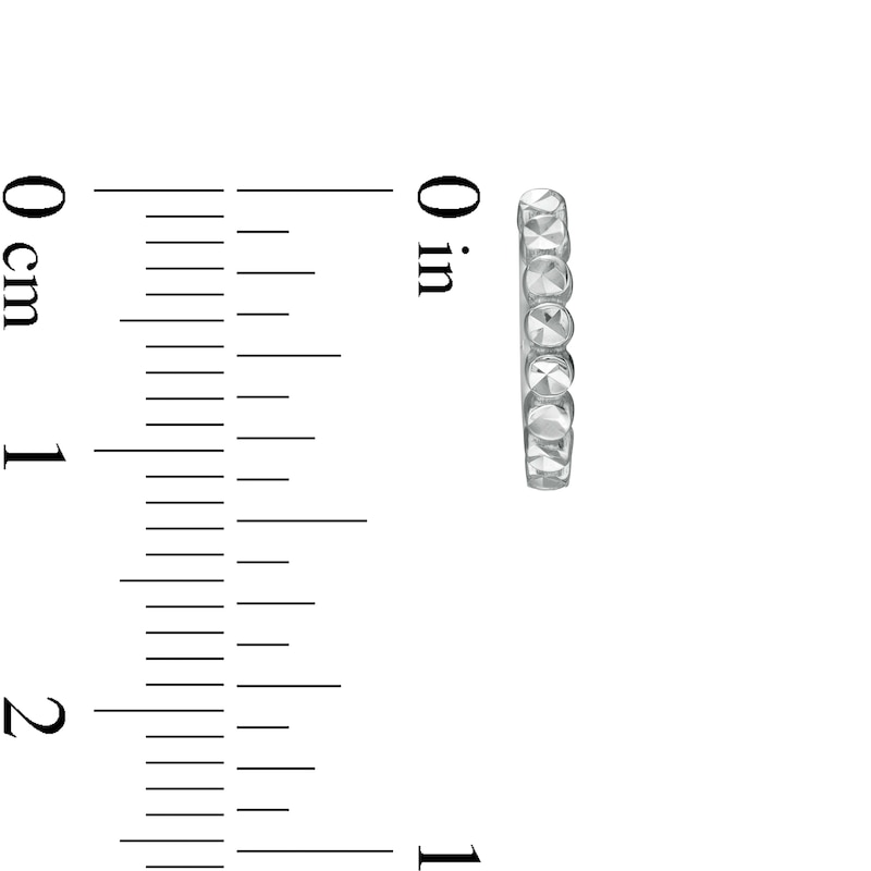 Main Image 3 of 11.8mm Diamond-Cut Circle Pattern Huggie Hoop Earrings in 14K White Gold