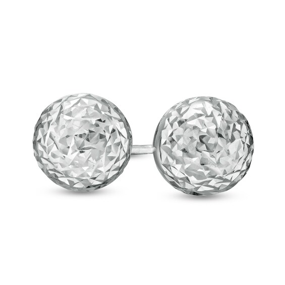 7.0mm Diamond-Cut Ball Stud Earrings in 14K White Gold
