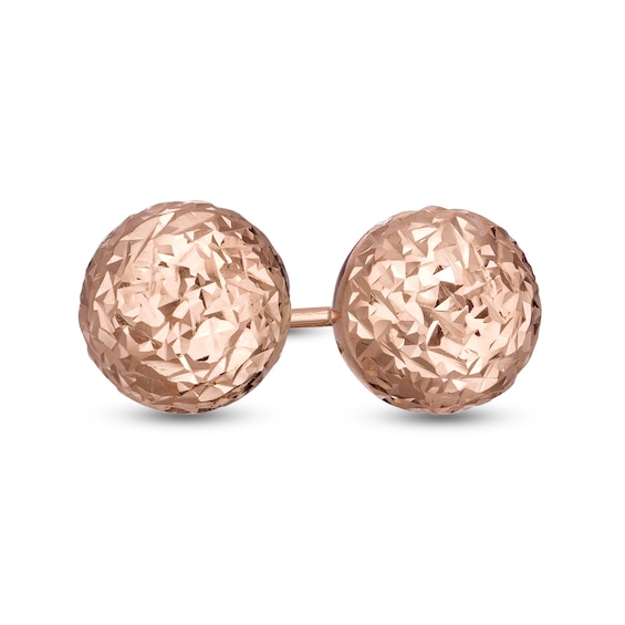 7.0mm Diamond-Cut Ball Stud Earrings in 14K Rose Gold | Zales