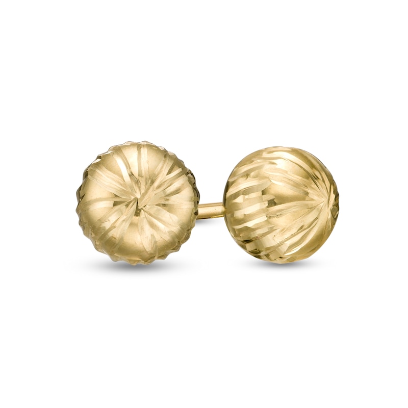 Main Image 1 of 5.0mm Diamond-Cut Stripe Pattern Ball Stud Earrings in 14K Gold