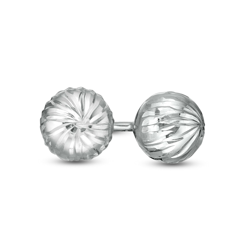 Main Image 1 of 5.0mm Diamond-Cut Stripe Pattern Ball Stud Earrings in 14K White Gold