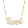 Thumbnail Image 1 of Lab-Created White Sapphire "love" Necklace in Sterling Silver with 18K Gold Plate