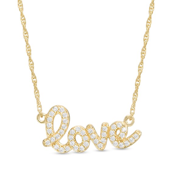 Lab-Created White Sapphire "love" Necklace in Sterling Silver with 18K Gold Plate