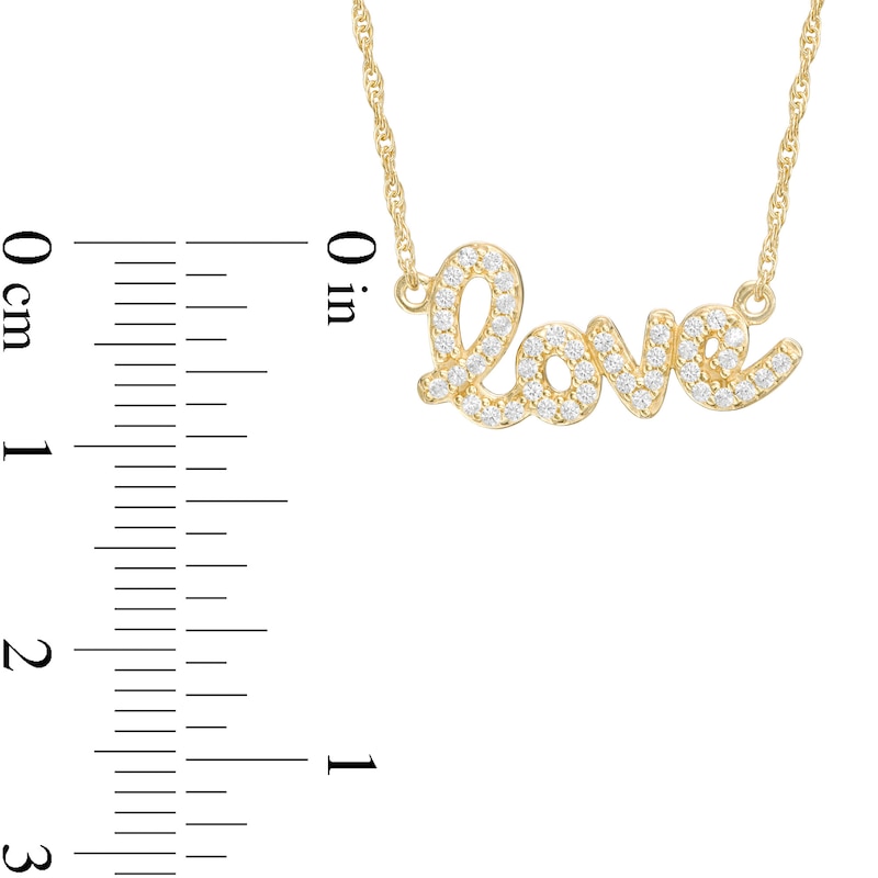 Main Image 3 of Lab-Created White Sapphire "love" Necklace in Sterling Silver with 18K Gold Plate