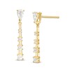 Thumbnail Image 1 of Pear-Shaped Lab-Created White Sapphire Graduated Pyramid Drop Earrings in Sterling Silver with 18K Gold Plate