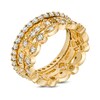 Thumbnail Image 3 of Lab-Created White Sapphire Vintage-Style Stackable Three Ring Set in Sterling Silver with 18K Gold Plate - Size 7