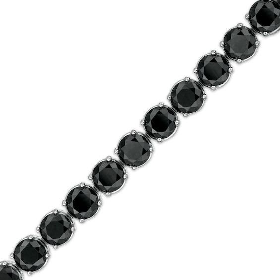 Lab-Created Black Spinel and White Sapphire Tennis Bracelet in Sterling Silver - 7.25"